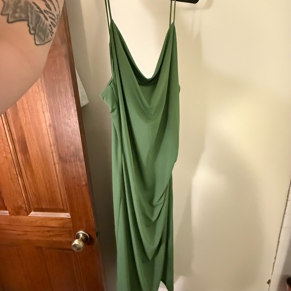 H&M Green Draped Midi Dress